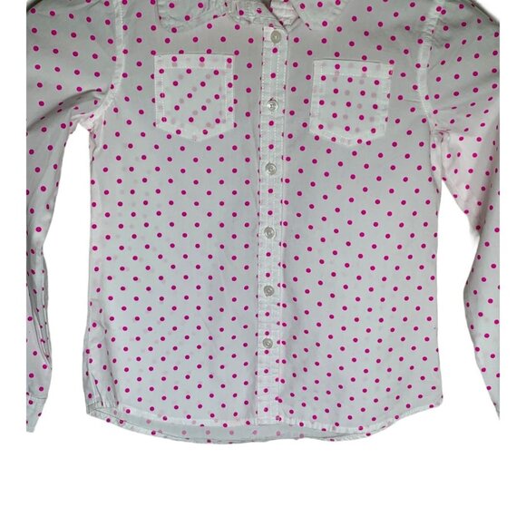 Gymboree Girls Size 8 Pink Polka Dot Long Sleeve Button Down Cotton Shirt - Picture 6 of 7
